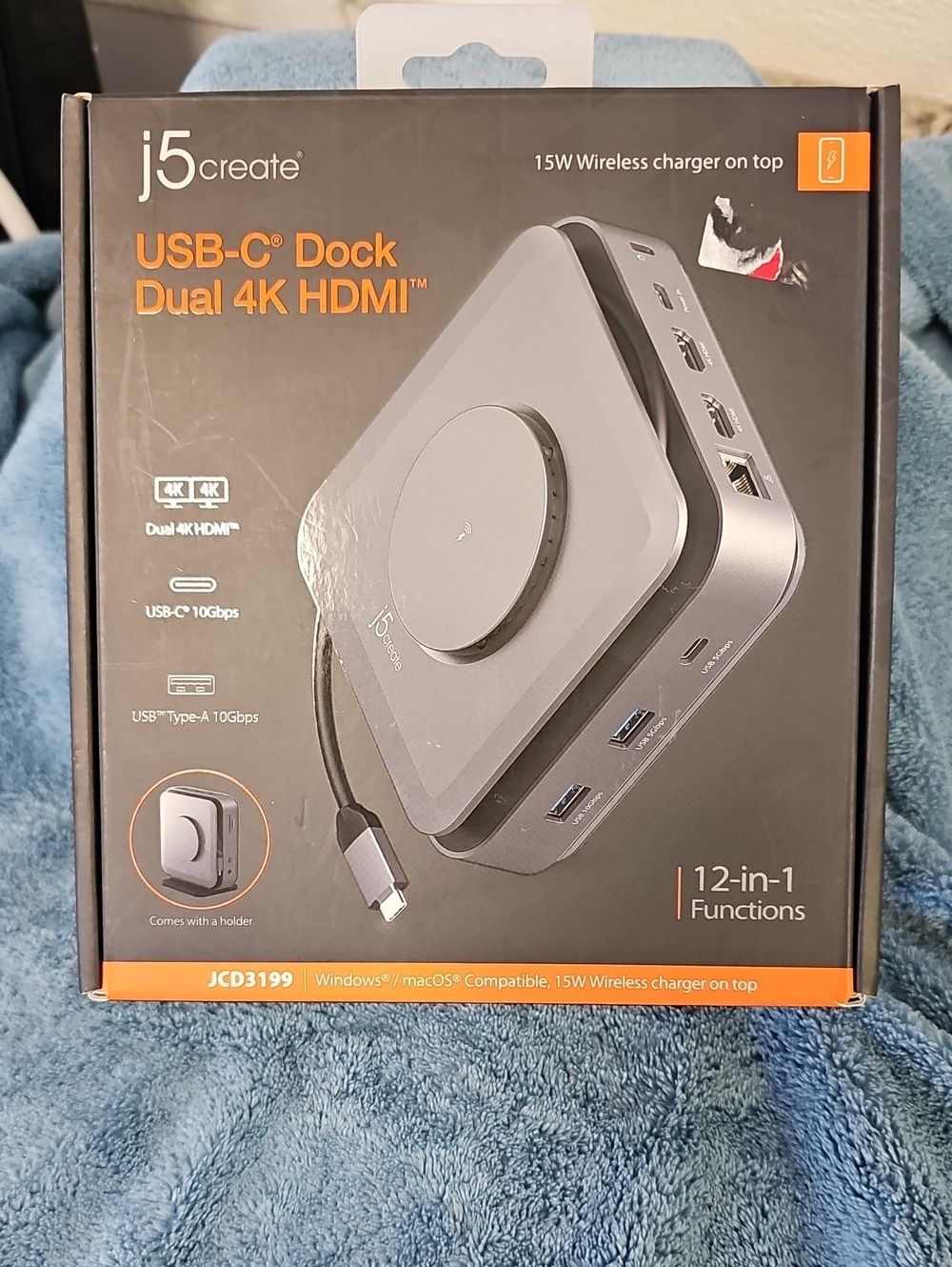 USB-C Dock Dual 4K HDMI (Space Gray) - 12-in-1 with 15W Wireless Charger